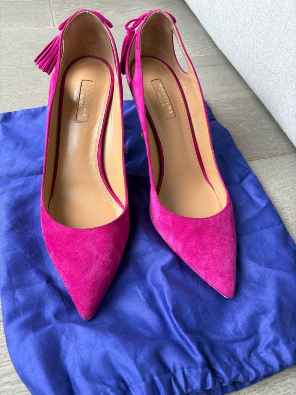 Aquazzura Fuchsia Suede Heels